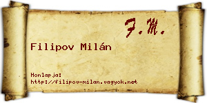 Filipov Milán névjegykártya