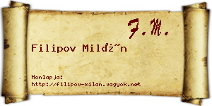 Filipov Milán névjegykártya